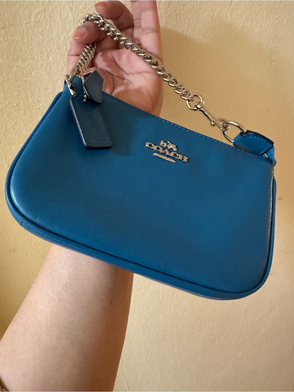 Coach Blue Leather Chain Mini Bag